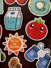STICKERS x 10 Cherry Tomato Strawberry Milk Headphones Mitten Flower 23V8