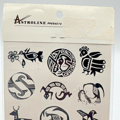 Vintage Astroline Southwest Stickers Mimbres Art Black and White 2 sheets NOS