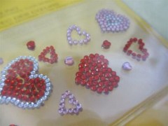 stickers MINI crystals LOVE HEARTS red 2 sheets phone bling decorate your device