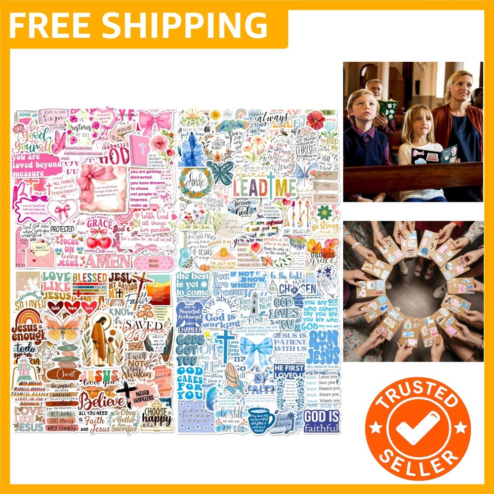 Reusable Vinyl Bible Verse Stickers Pack – 200 Inspirational Christian Designs
