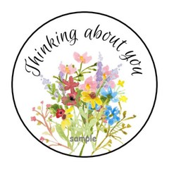 30 THINKING ABOUT YOU ENVELOPE SEALS LABELS STICKERS 1.5″ ROUND WILDFLOWERS