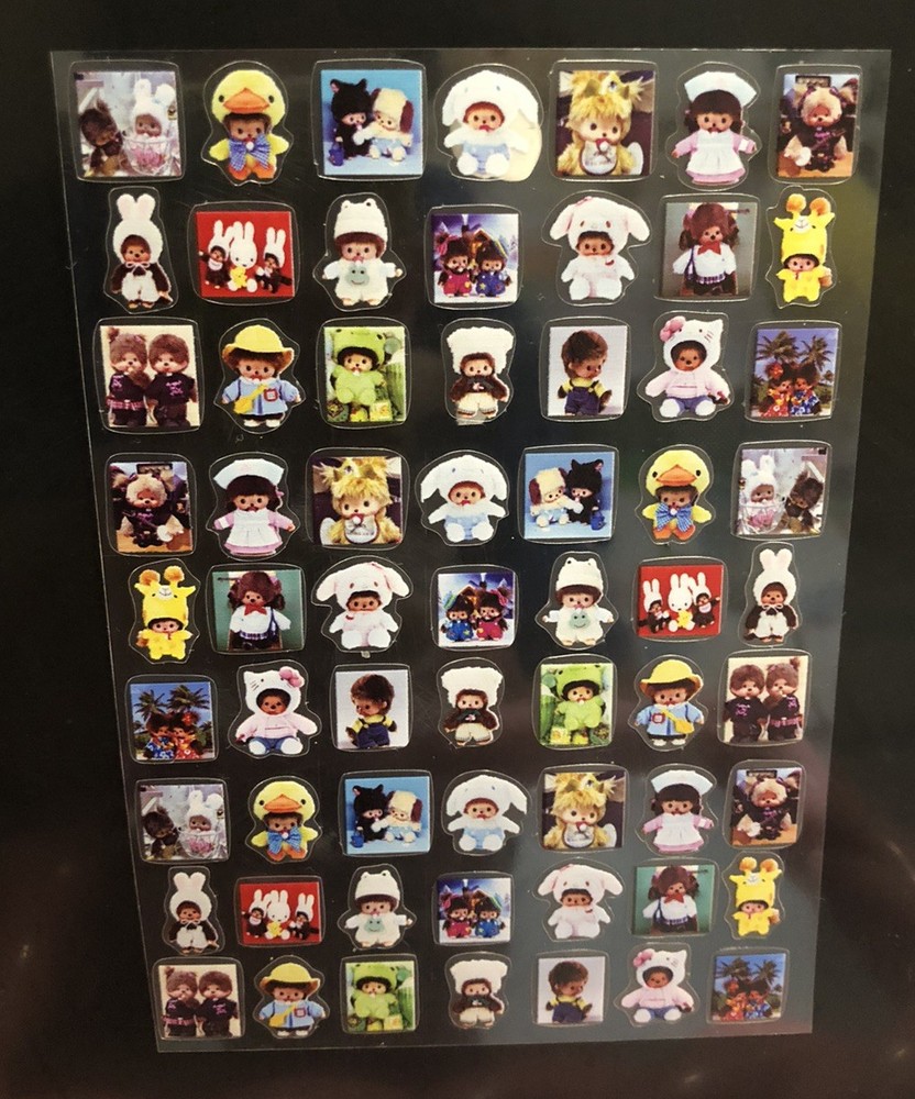 Japan Kawaii Monchhichi Bebichhichi And Friends Sticker Sheet Rare Htf