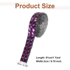 0.79 Inch x 1 Yard Crystal Rhinestone Sticker Ribbon Purple