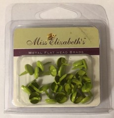 LIME GREEN METAL FLAT HEAD BRADS(25pc)Miss Elizabeth’s•Card Making•Scrapbooking•