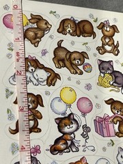 Rare Vintage Stickers NIP Hallmark Puppies & Kittens Dogs Cats Birthday Balloons
