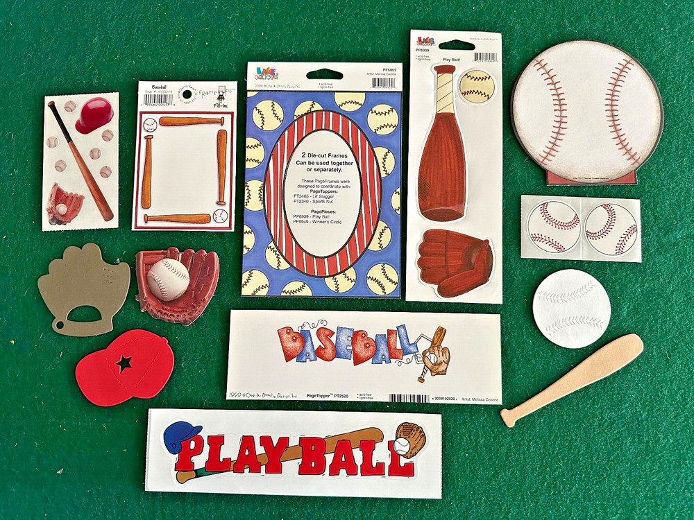 Lot of 13 BASEBALL Stickers, Die Cuts and Title Phrase ~Frances Meyer + Others