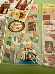 Crafters Square Sticker Lot – 6 Pkgs – Pop-Up Stickers Flowers Hearts Birthday