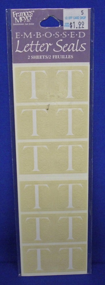 Frances Meyer Embossed Stickers Letter «T» Seals NIP 2 Sheets Free Ship Over $15