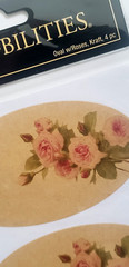 THE PAPER STUDIO Stickabilities OVAL w/ROSES KRAFT Stickers – 4 pcs