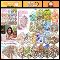 DIY 3D Cartoon Scene Stickers – 20 Sets Fun Craft Kit for Stress Relief & Gifts