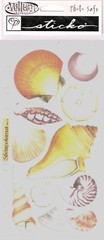Vintage Sticko flat stickers VELLUM SEASHELLS Beach theme 55533 FAST FREE ship!