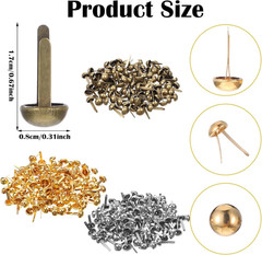 300Pcs Brads Paper Fasteners Mini Brads for Paper Crafts Brass Fasteners Multico