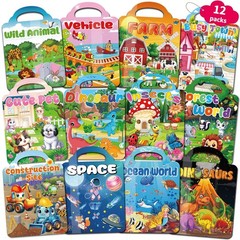 12 Set Reusable Sticker Books for Toddlers 2-4, 3D Puffy Stickers, Party Favors