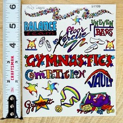 Gymnastics Stickers – Rare Vintage Sticker Sheet – NRN Designs – Words & Phrases
