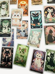 10pc NEW Cat Kitty Tarot Card Stickers Mystical Laptop Bottle Journal Decals