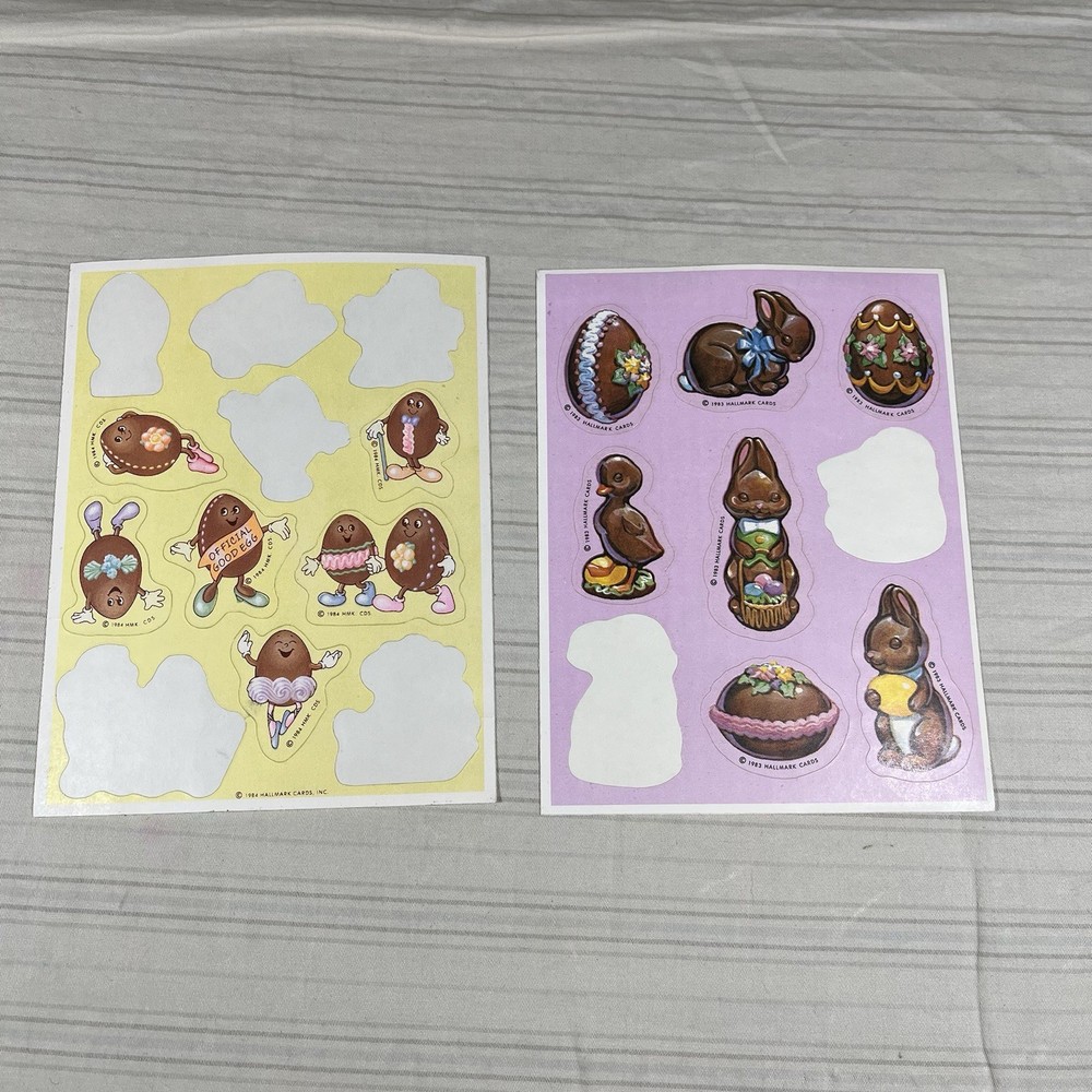 HTF Hallmark VTG Chocolate Eggs Sticker Sheet Scratch & Sniff 1984 80s Easter