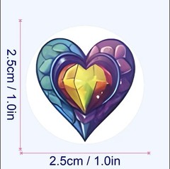 40 PCs Round 1” Rainbow Heart Stickers Scrapbook Small Business Envelope Seals