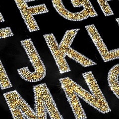 68Pcs Rhinestone Letter Stickers Glitter Alphabet A-Z Self-Adhesive Gold White