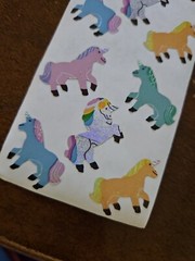 Vintage Sandylion prismatic Unicorn stickers, NO Logo on back