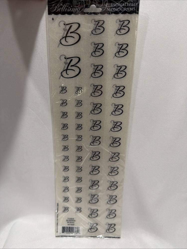 Bellisimo Personalized Monogram Stickers “B” Showers Wedding Marriage Party