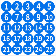 1-25 Consecutive Number Stickers, Small round Vinyl Number Stickers, Self-Adhesi