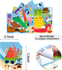 36PCS Hawaii Make a Face Sticker Sheets, Make Your Own Pineapple Flamingo Sticke