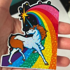 80s Unicorn Rainbow Prism Sticker Vintage Reproduction Retro Holographic Decal