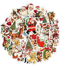 50 PACK OLD CHRISTMAS Retro Vintage Nostalgia Festive Scenes Sticker Lot 50PCS