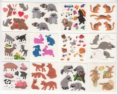 Vintage Sandylion Fuzzy Bunny Raccoon Fox Mouse Pig Goat Stickers – You Choose