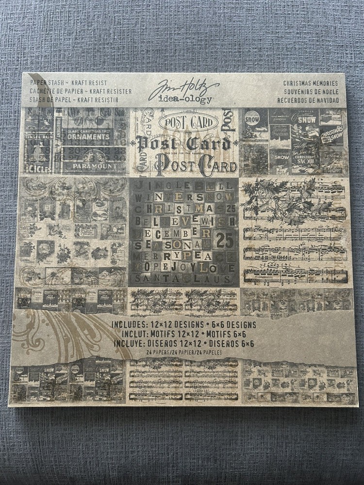 Tim Holtz Ideaology Paper PAD Kraft Resist Christmas Memories 24 Pieces – RARE
