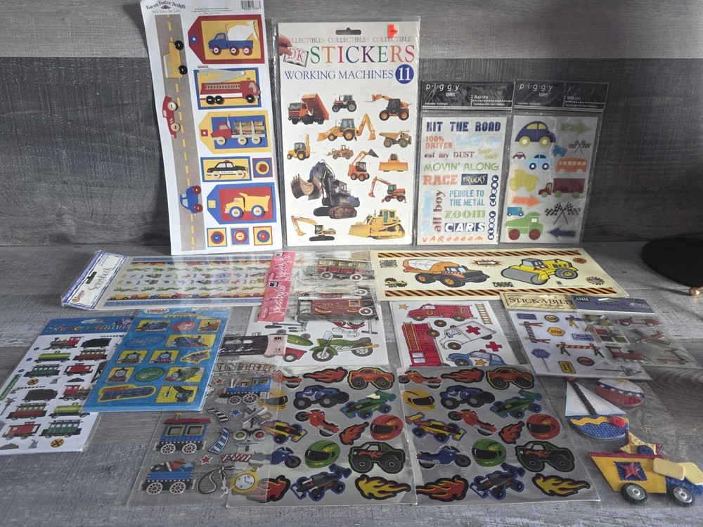 Lot Of 18 Various Transportation Scrapbooking Stickers Trains Thomas Trucks b101