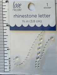 Letter Cursive N Rhinestone Sticker 1.5″ Clear Crystal Scrapbook Monogram Bling