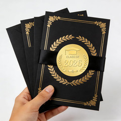 100Pcs Graduation Stickers – Gold Foil Embossed Class of 2026 Stickers 2 Inch Gr