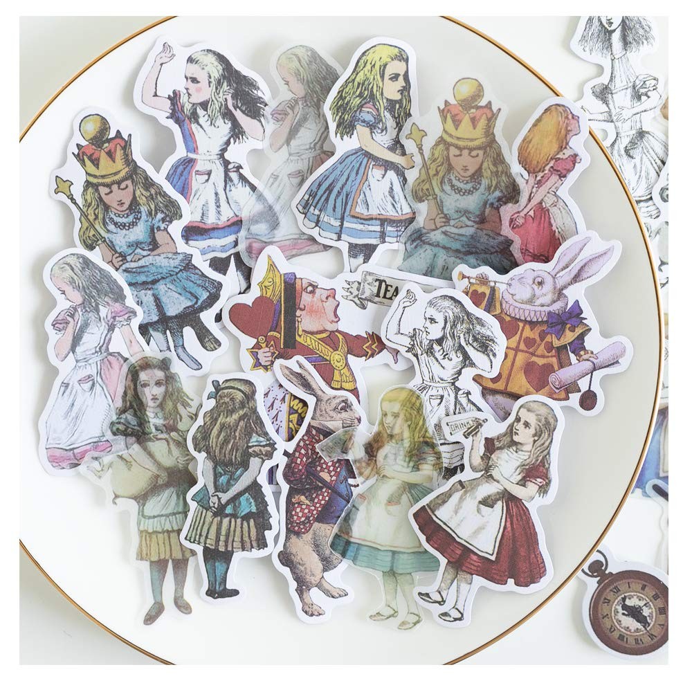 Alideco 80Pcs Vintage Scrapbooking Stickers Packs Kawaii Alice Ailisi