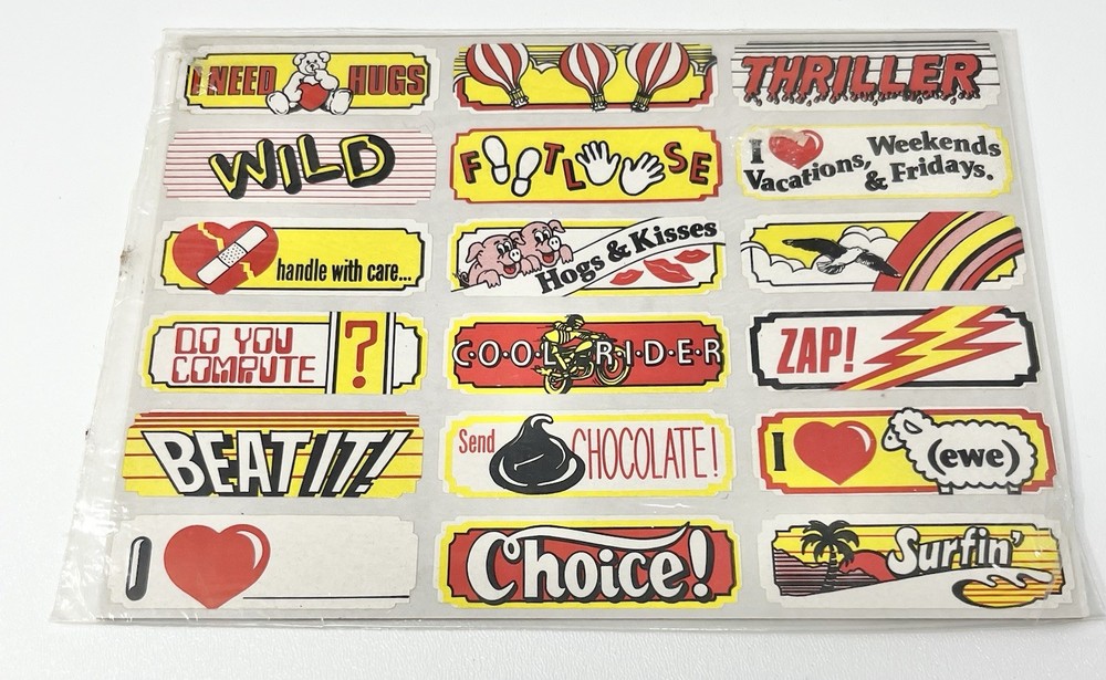 Vintage 1980s Stickers Sheet Retro Pop Culture Michael Jackson Thriller Beat It