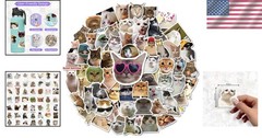 Vibrant Cat Stickers Set – 100 Piece Waterproof Vinyl Stickers for Everyone