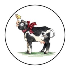 30 1.5″ COW CHICKEN FAVOR LABELS ROUND STICKERS ENVELOPE SEALS