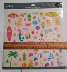 142 Beach Stickers ~ Hallmark ~ Seashells Mermaids Surfboard Ice Cream Palm Tree
