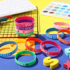 40 Pcs Star Student Bracelets 8 Colors Student Wristbands Reward Silicone Sta…