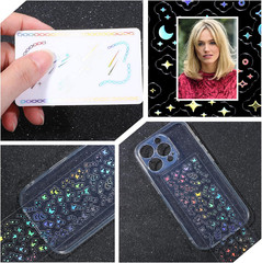 36 Sheets Holographic Deco Stickers Shiny Tiny Stickers Self Adhesive Clear Glit