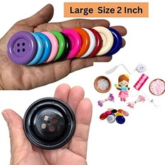 2 Inch (50mm) x 15pcs Big Size Buttons Large Plastic Resin Round 4 Hole