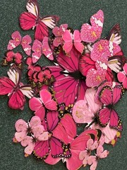 ADHESIVE LARGE COLORFUL PINK COLORS BUTTERFLY SHAPE MULTI-SIZE BUTTERFLIES