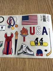Vintage Olympics sticker roll. Scrapbook Mania. Rare! Metals. USA Olympic Rings