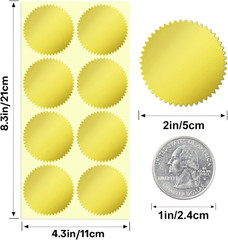 200Pcs Gold Foil Seal Stickers – 2″ Diameter for Sealing Awards Embossing