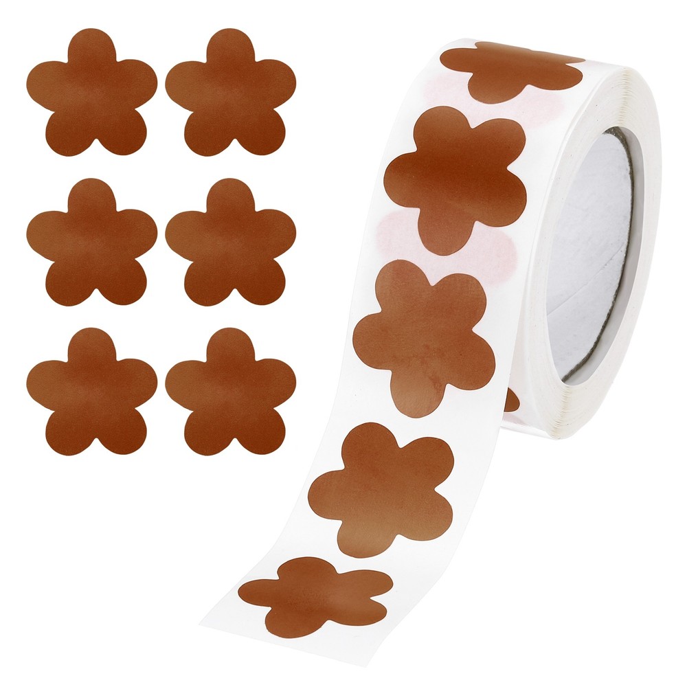 500 Pcs Light Brown Daisy Stickers 1 Inch Cute Flower Shaped Sticker Labels