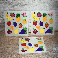 Lot of 3 VTG Sandylion Stickers Pods Assorted COLORFUL FRUITS 35 Counts New