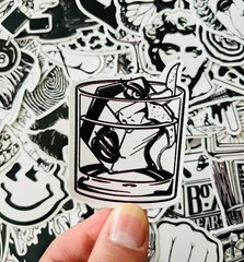 50 Gothic Witchy Laptop Stickers Pack Skull Tattoo Dark Emo Punk Decals Black