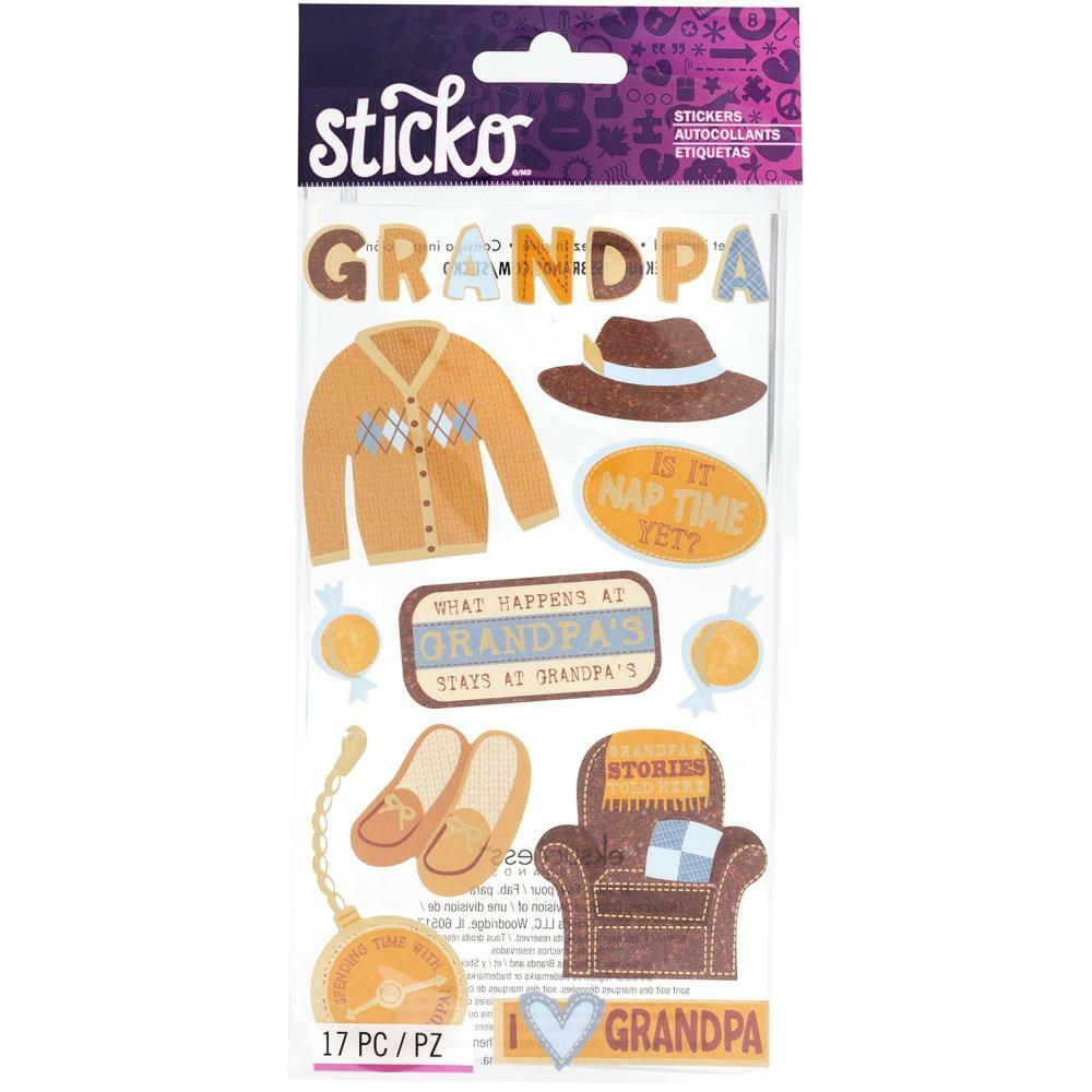 Crafts Stickers Sticko Grandpa Chair Sweater Pocket Watch Slippers Nap Time Hat