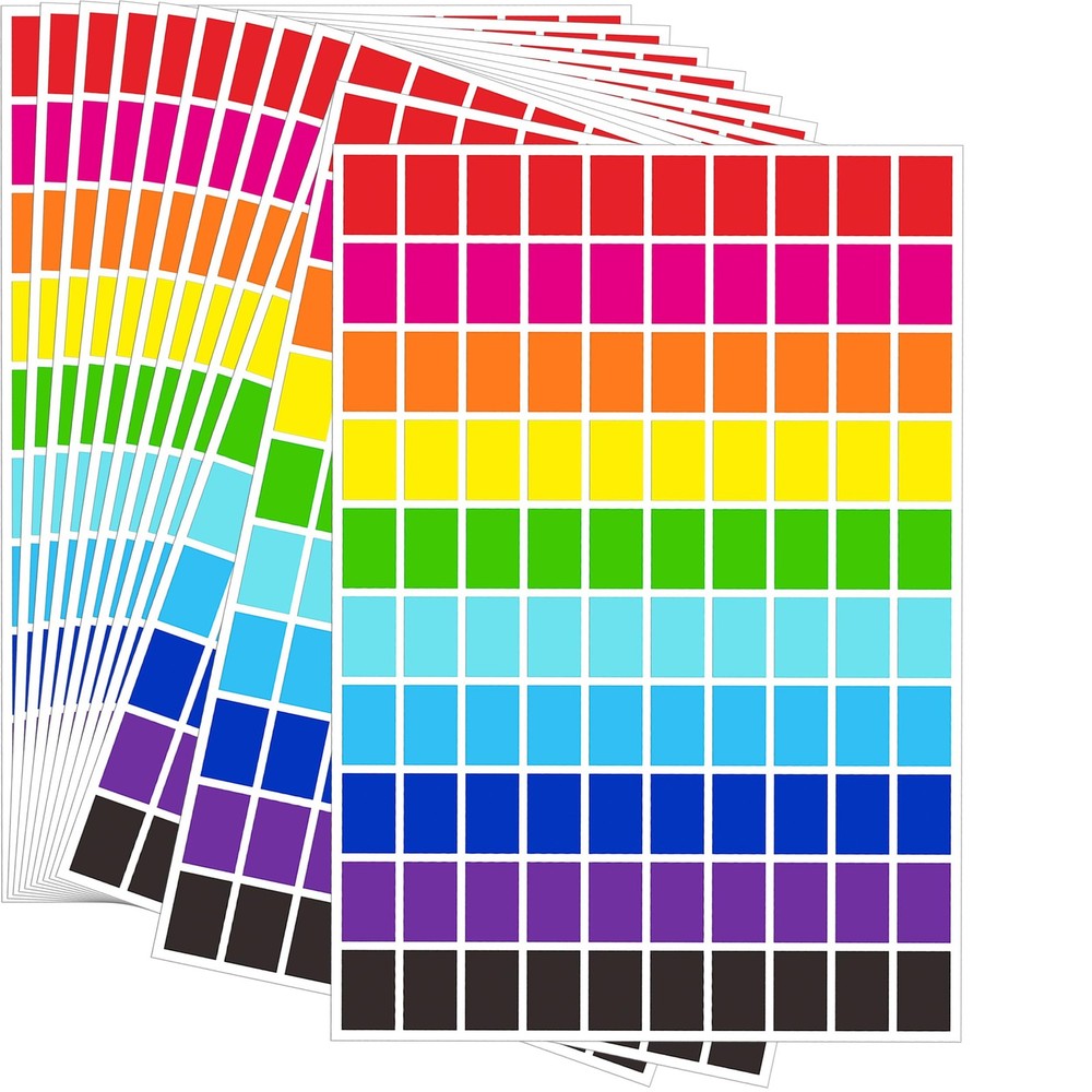 2500Pcs Rectangle Color Coding Labels 1/2 x 3/4 Inch 10 Colors For Organization
