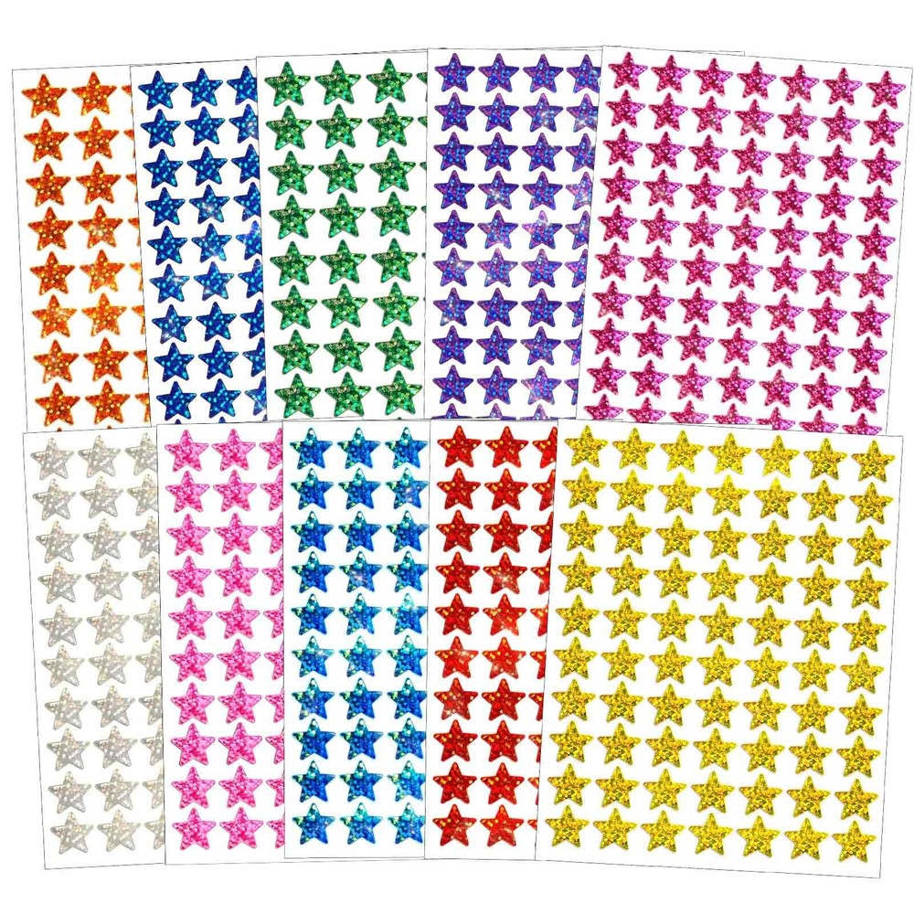2100 Pcs Star Stickers, 30 Sheets Glitter Star Stickers for Reward Chart 10 A…